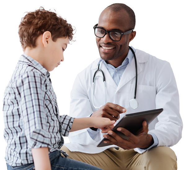 Doctor helping child patient