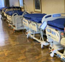medical beds lined up