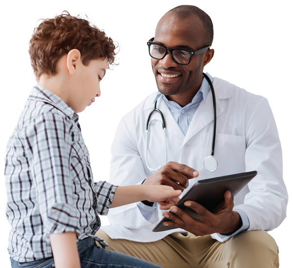 Doctor helping child patient